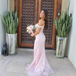 Elegant Pink Sequin Gown